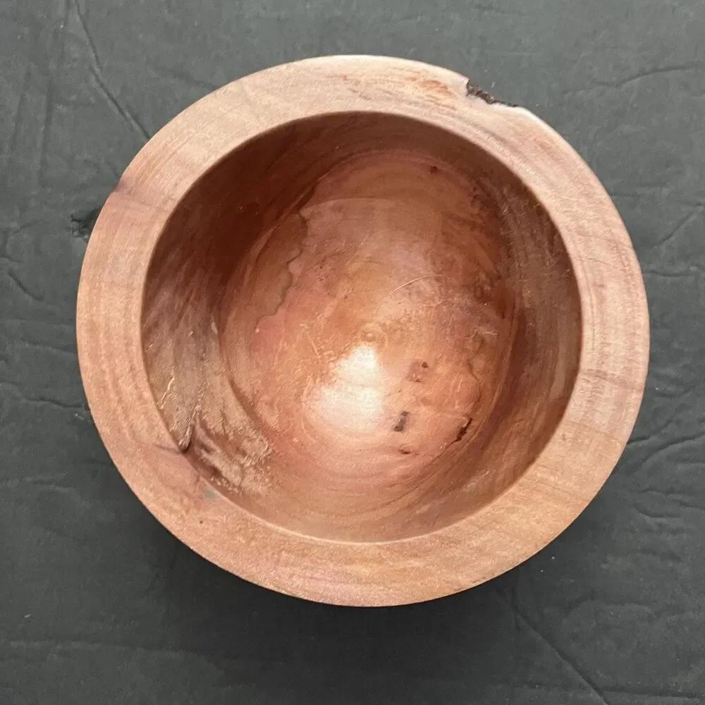 Teak Wood Mini Hand Carved Decorative Round Storage Small Bowl 5” x 2 1/2” Decor